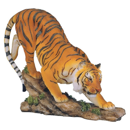 Bengal Tiger Figurine Statue 6 Inch - Orange Wild Cat Animal Sculpture Ornament for Home Decor, Collectible Gift for Housewarming Birthday Holiday