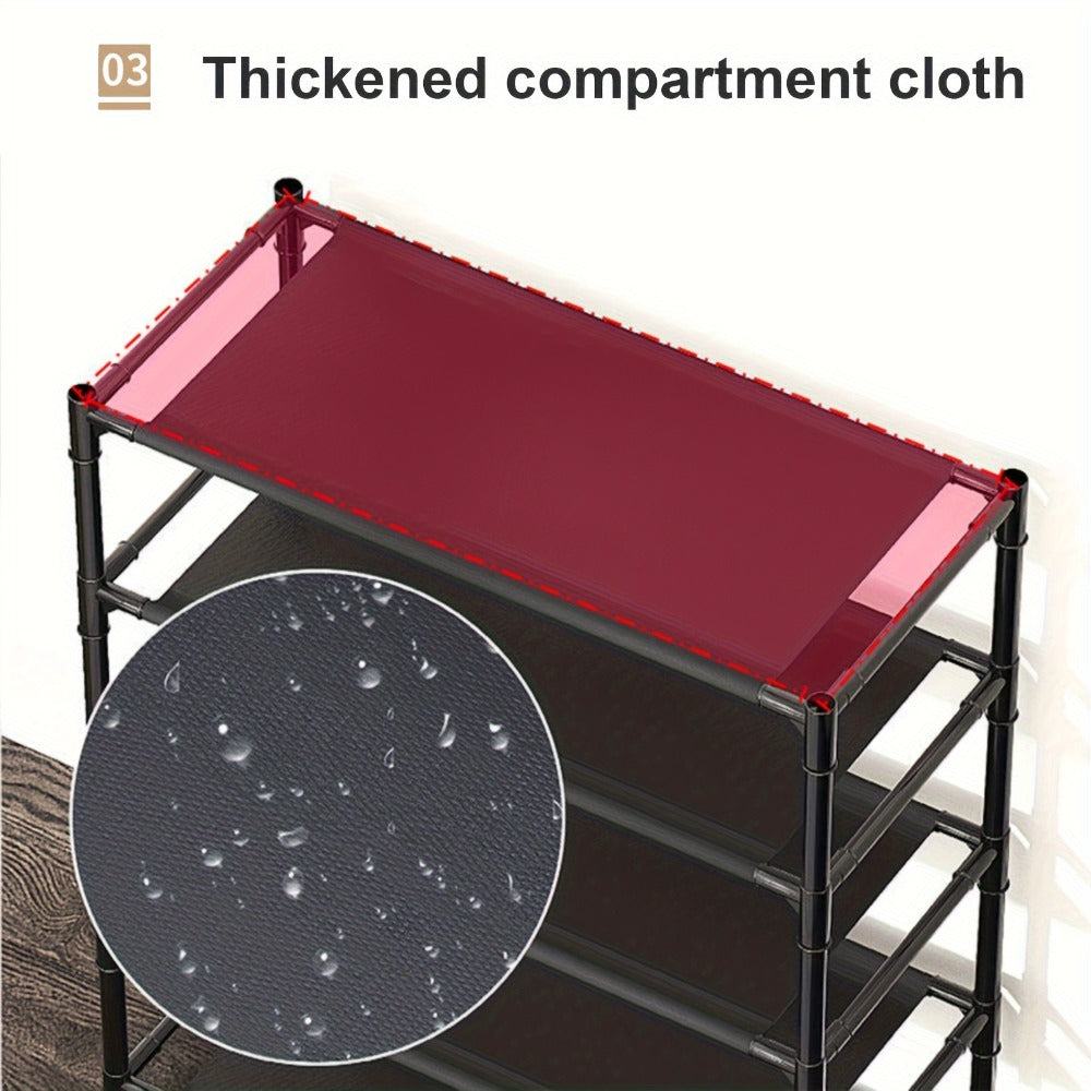 Shoe Rack Organizer with 8 Double Hooks & Multi-Layer Storage Shelves – Floor Standing Coat Hat Holder for Entryway Bedroom Living Room