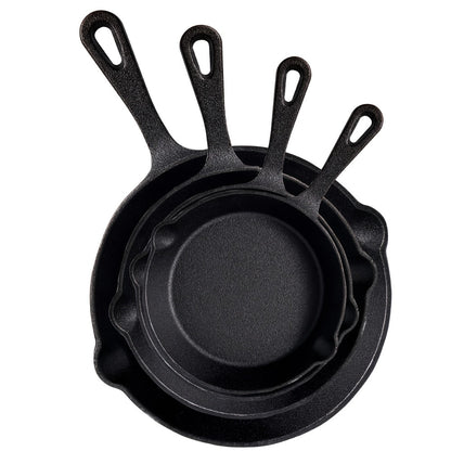Cast Iron Skillet Set Uncoated Frying Pan with Drip Spout Heavy Duty Pre-Seasoned Cookware for Frying Stir-Frying Baking Stovetop Oven Safe 3 4 5 Piece