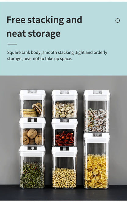 Plastic Food Storage Containers with Lids BPA Free - Leak Proof Airtight Kitchen Organizer Set for Cereal Grain Nuts Snacks Cookies Fruit Sugar - 3, 4, 6 & 7 Piece Sets