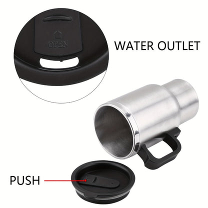 Car Electric Kettle 12V 60W 450ml Stainless Steel Keep Warm 65C Portable Heating Thermos Cup for Trucks Sedans Travel Tea Coffee Gift for Drivers Men Fathers