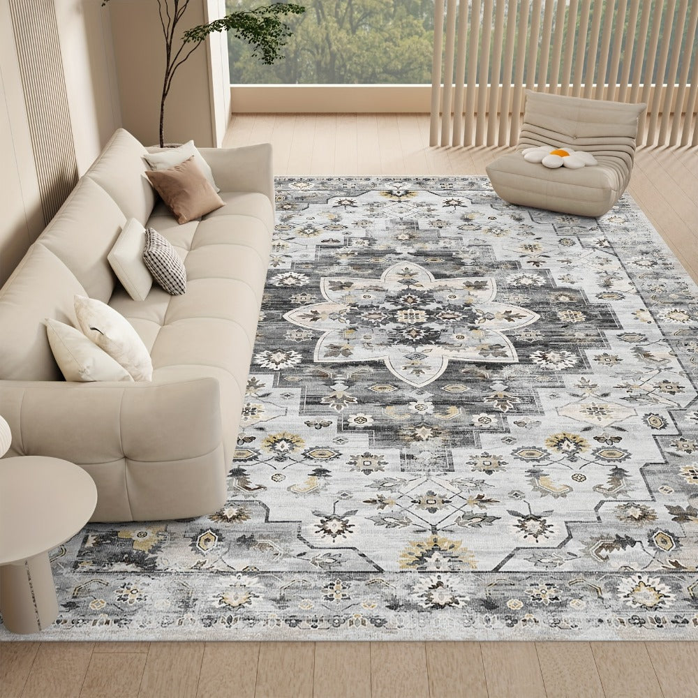 Area Rug Boho Vintage Washable Non-Slip Rug for Living Room Bedroom Traditional Woven Carpet Home Decor