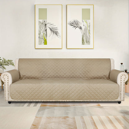 Sofa Slipcover 5-Layer Quilted Thick Sofa Cover Protector Elastic Strap Non-Slip Washable Pet Friendly Universal Fit 3 4 Seater Couch Cover for Living Room - 10 Colors