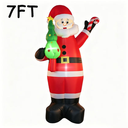Christmas Inflatable Decoration with LED & Music – Head-Shaking Santa Claus on Polar Bear or Snowman, 7FT Blow Up Yard Decor with Recording Function, IP55 Outdoor Garden Lawn Party