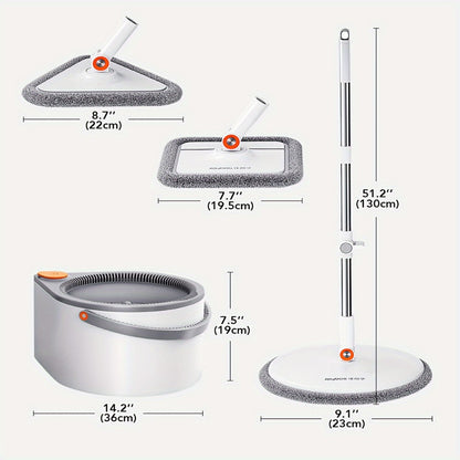 Spin Mop and Bucket Set with Wringer, Joybos Hands-Free Self-Wringing Rotating Floor Mop, Sewage Separation Design, 3 Mop Head Types, Dry & Wet Use for Home, Kitchen & Bathroom Floor Cleaning