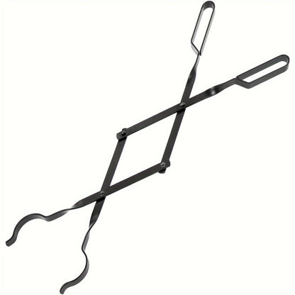 Fireplace Tongs 26 Inch Heavy Duty Wrought Iron Log Tongs, Foldable Firewood Tongs with Stainless Steel Tip, Fire Pit Tongs for Campfire, Stove, BBQ, Indoor and Outdoor Fire Pit Accessories