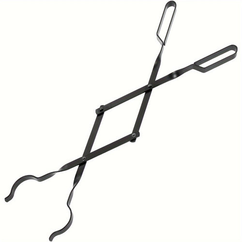 Fireplace Tongs 26 Inch Heavy Duty Wrought Iron Log Tongs, Foldable Firewood Tongs with Stainless Steel Tip, Fire Pit Tongs for Campfire, Stove, BBQ, Indoor and Outdoor Fire Pit Accessories