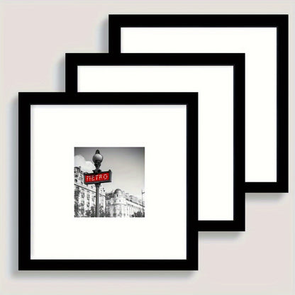 Square Photo Frames Set of 3, Black White 8x8 12x12 Inch Wall Hanging Picture Frames for Living Room Hallway Gallery Wall, Holiday Gift for Friends Family Home Decor