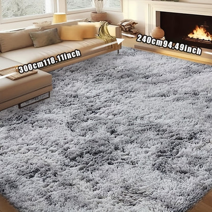 Fluffy Rug Plush Soft Indoor Carpet Non-Slip for Living Room Bedroom Hallway Runner Nursery Kids Play Area — Tie Dye & Solid Colors Multiple Sizes
