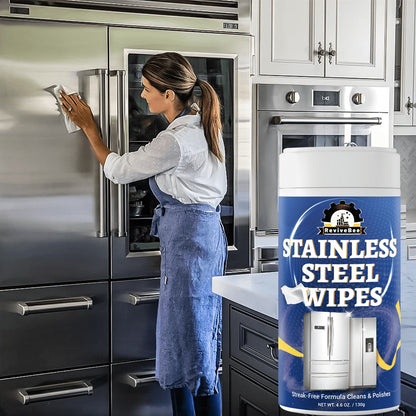 Stainless Steel Cleaning Wipes Kitchen 1 or 2 Barrel - Gentle Formula Safe for Hands, Quick Deep Cleaning of Stainless Steel Appliances Surfaces Sinks & Cookware, Streak-Free Kitchen Cleaning Wipes
