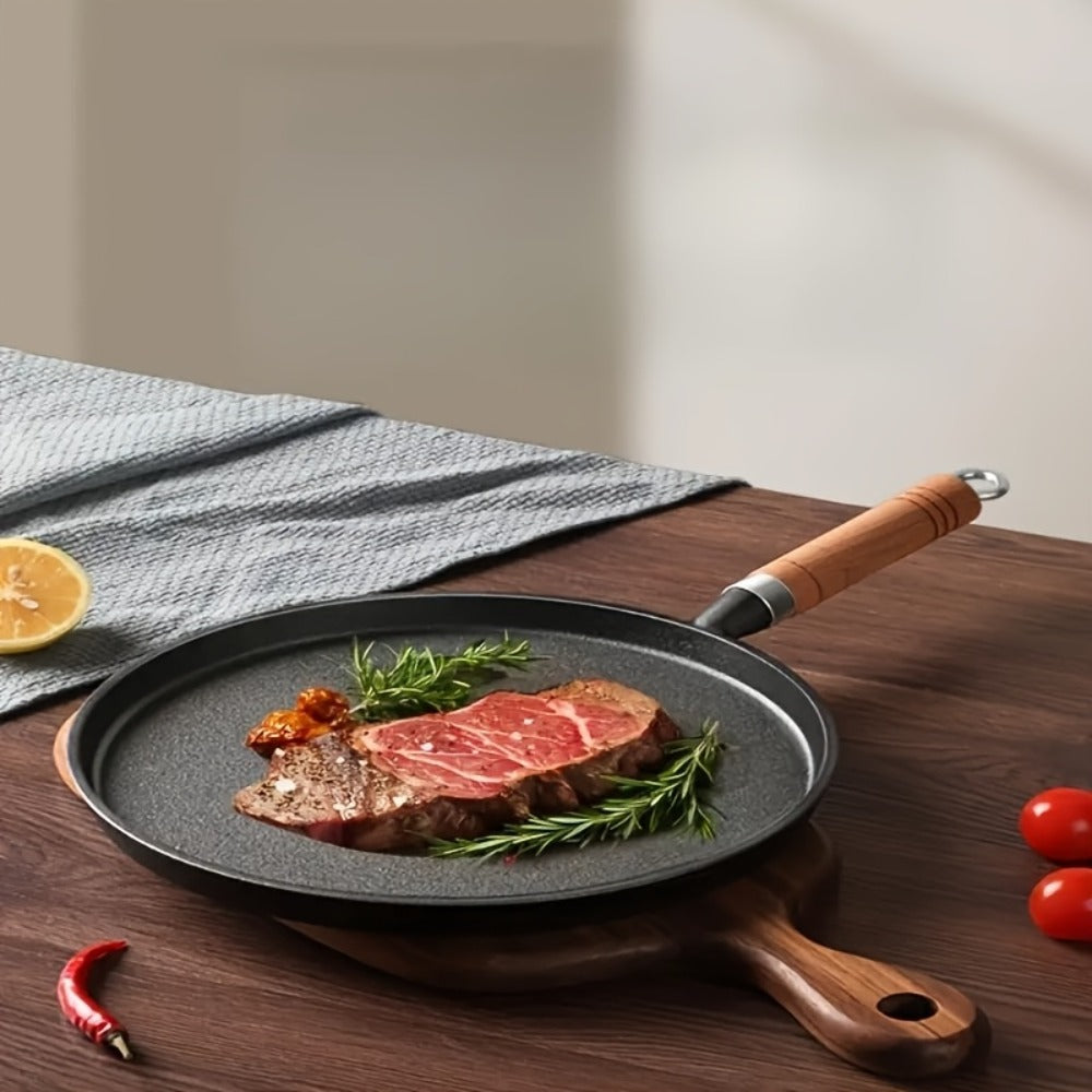 Cast Iron Skillet Non-stick Flat Pan 8.27/9.45/10.63 Inch for Pancakes Eggs & Crepes – Induction Gas Campfire Compatible Breakfast Griddle Pan for Indoor Outdoor Cooking