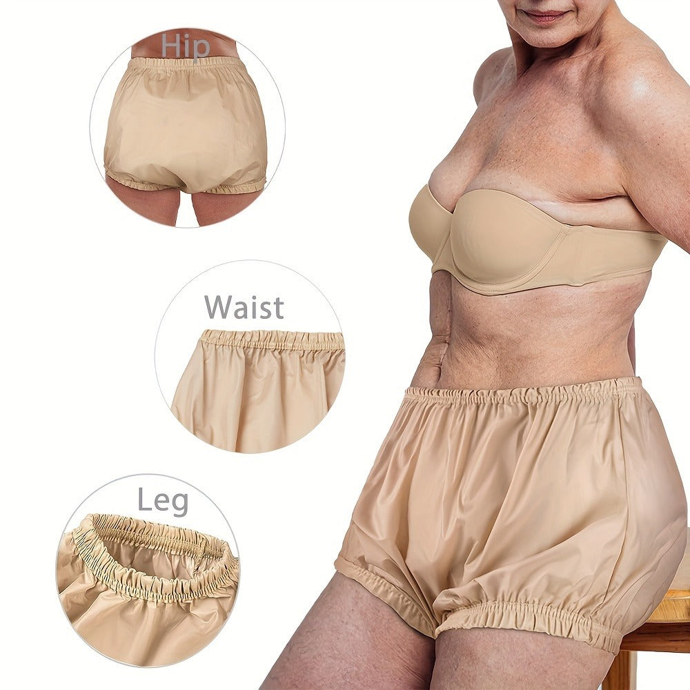 Adult Diaper Cover Waterproof Reusable Incontinence Pants – Noiseless Soft Nylon Pull-On Leak Protection Underwear for Day & Night, Sizes S-4XL