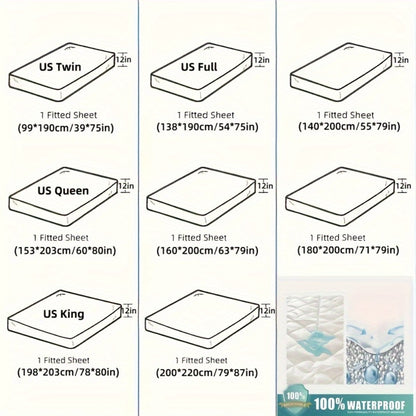 Waterproof Fitted Sheet Soft Breathable Mattress Cover Solid Color Deep Pocket Bed Sheet for Bedroom Guest Room Dorm Twin Full Queen King
