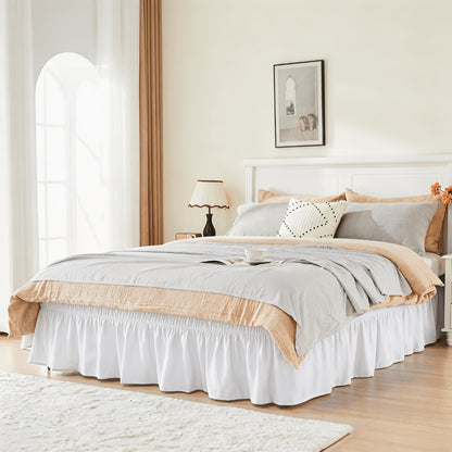Ruffled Bed Skirt with Adjustable Elastic - Twin Full Queen King, 15-Inch Drop, Machine Washable, 30 Colors