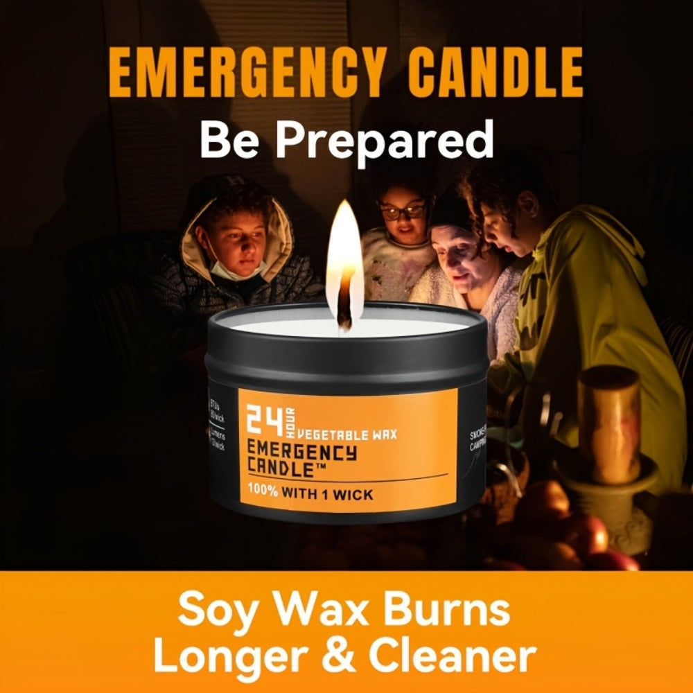 Emergency Soy Wax Candles 24-Hour Long Burning – 4 or 6 Pack Unscented Single-Wick Candles in Golden Tin for Power Outages, Survival, Camping, Hunting & Outdoor Activities | Bulk Emergency Candle Set