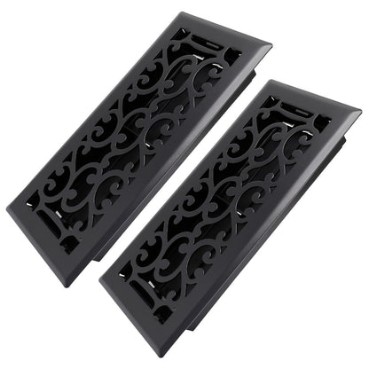 Floor Vent Register Cover 4x10 Inch Heavy Duty Walkable Steel Decorative Air Vent Grille Adjustable Airflow for Home HVAC 2-Pack Savannah Boston Design Multi Finish