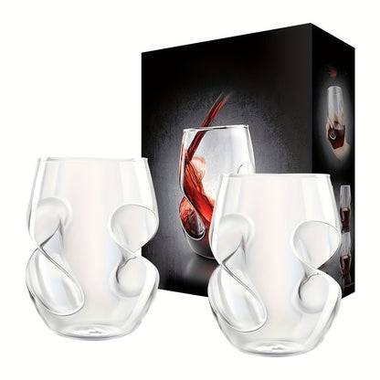 Borosilicate Drinking Glasses Set of 2 – 16 Oz Elegant Curved Glassware for Wine, Iced Coffee, Mojitos, Juice & Whiskey – Perfect for Parties, Weddings, Picnics & Gatherings