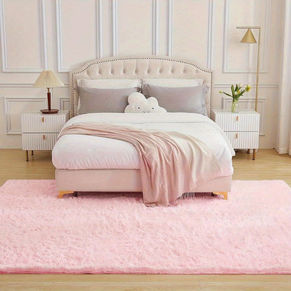 Pink Soft Shaggy Area Rug for Living Room Bedroom Non-Slip Fluffy Carpet Thickened Moisture Resistant Easy Clean Home Decor