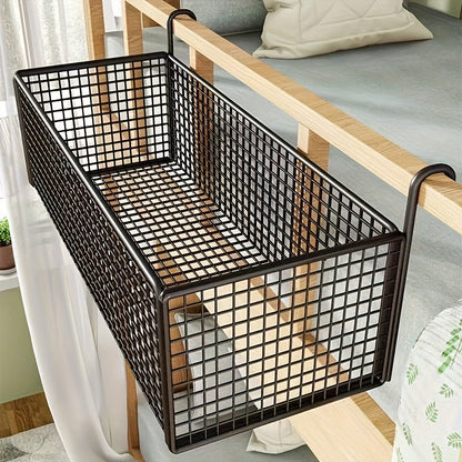 Over Door Hanging Basket Storage Rack - Woven Mesh Metal Organizer Shelf for Bedroom Dorm Wardrobe Closet, Space-Saving Wall Mounted Hanging Storage Basket