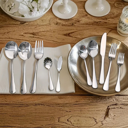 Stainless Steel Silverware Set Flatware Set with Forks Spoons & Knives – Modern Cutlery Set for Kitchen, Dining & Parties, Service for 4/6/12, 20/24/30/65 Piece