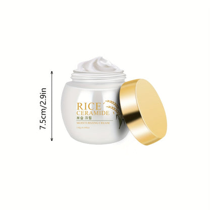 Rice Ceramide Moisturizing Face Cream 4.586oz - Deep Hydration with Rice Extract, Hyaluronic Acid & Ceramide | 24-Hour Nourishment | Day & Night | Dry & Sensitive Skin