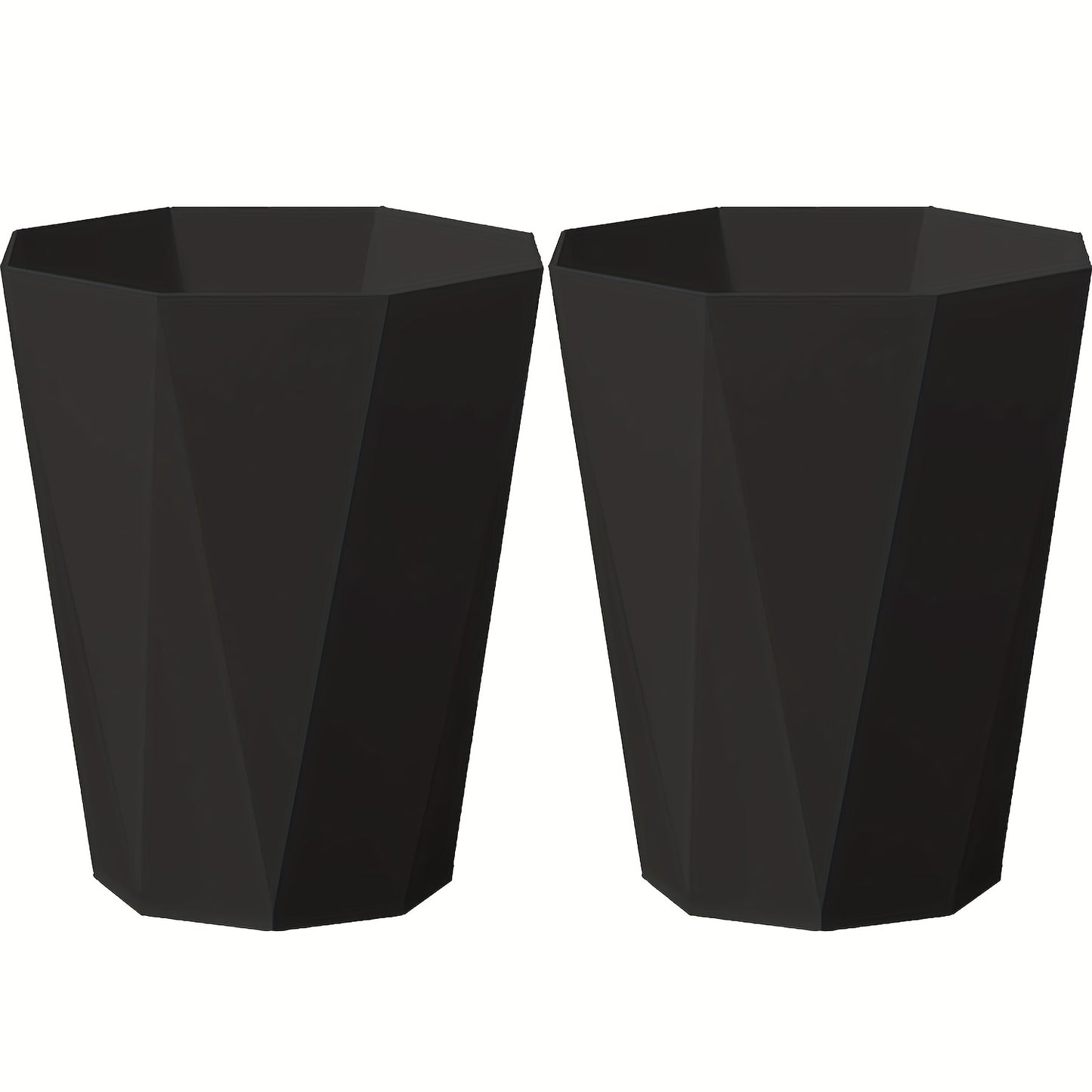 Trash Can 2 Pack Nordic Octagonal Wastebasket - Small Open Top Geometric Plastic Waste Bin with Brushed Finish for Bathroom, Bedroom, Kitchen, Home Office, Modern Scandinavian Decor Trash Bin Set