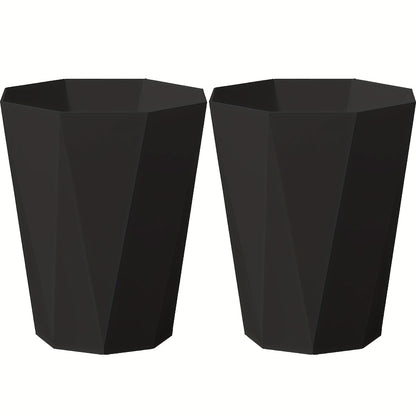 Trash Can 2 Pack Nordic Octagonal Wastebasket - Small Open Top Geometric Plastic Waste Bin with Brushed Finish for Bathroom, Bedroom, Kitchen, Home Office, Modern Scandinavian Decor Trash Bin Set