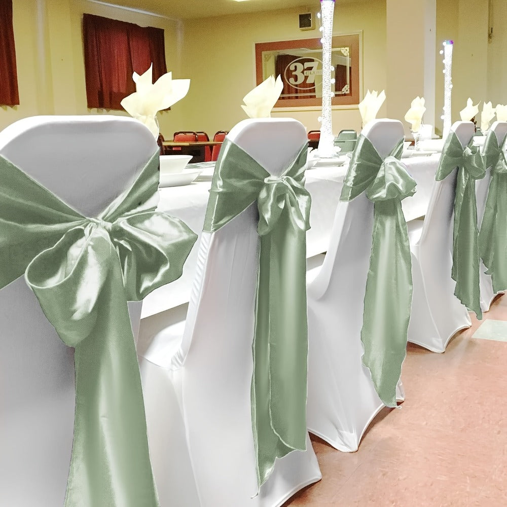 100pcs Satin Chair Sashes Bows for Wedding Banquet Party Event Decoration – 13 Colors, 18×275cm