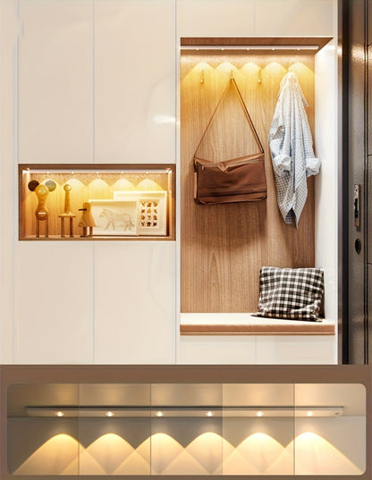 LED Sensor Strip Light USB Rechargeable – 3-Color Dimmable Motion Sensing Wireless Night Light for Kitchen, Wardrobe, Cabinet, Shoe Cabinet & Bedroom (20cm / 30cm / 40cm / 50cm)