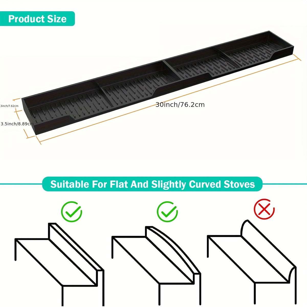 Magnetic Silicone Stove Top Shelf Organizer – 30 Inch Flexible Heat Resistant Spice Rack for Over Oven Kitchen Storage
