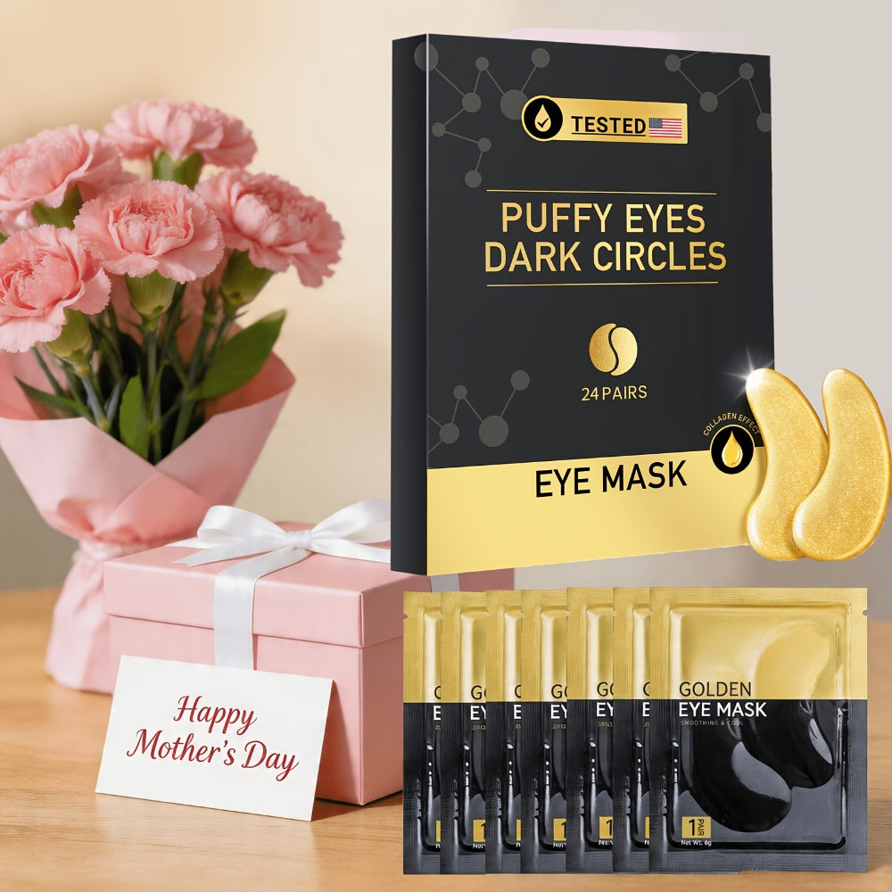 Under Eye Patches 24 Pairs Gold Collagen Eye Masks – Reduces Dark Circles, Puffiness & Fine Lines, Hydrating Under Eye Mask for Rejuvenated, Youthful Skin