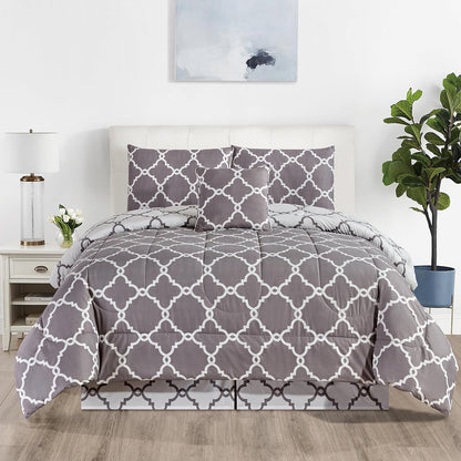 5-Piece Comforter Set – Down Alternative Reversible Quilted Bedding with Bed Skirt & Pillow Shams, Twin Queen King, All Seasons – 13 Colors