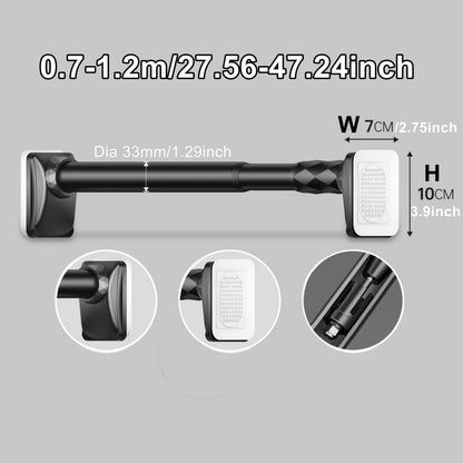 Telescopic Curtain Rod No Drill 15.75"-196.85" Adjustable Shower Curtain Rod 33mm for Large Windows