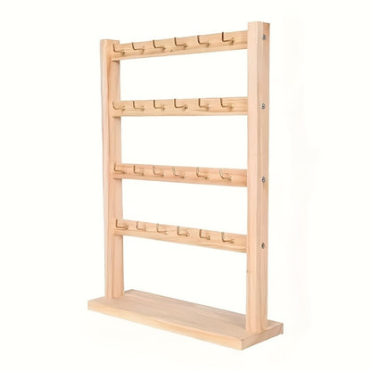 Jewelry Display Stand Multi-Layer Wooden Earring Holder Rack with Hooks Desktop Organizer for Earrings Bracelets Necklaces Keychains Jewelry Tower Storage