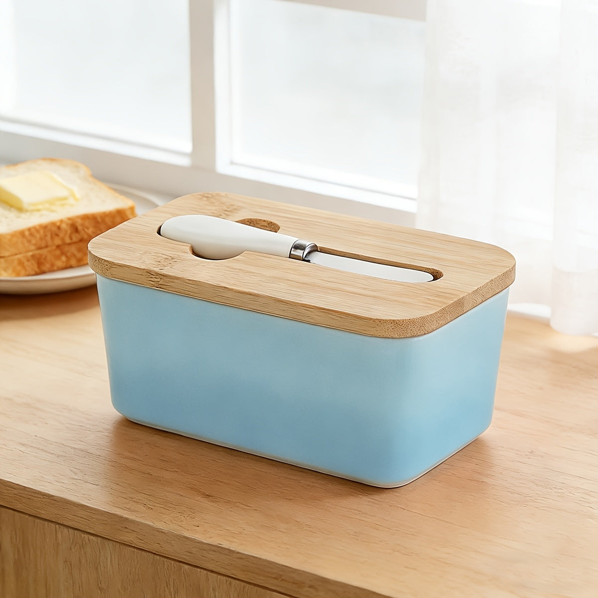 Ceramic Butter Dish with Lid and Knife – Large Countertop Butter Keeper, Airtight Seal, Easy-Clean Design, Multiple Colors – Kitchen Gift for Butter Lovers