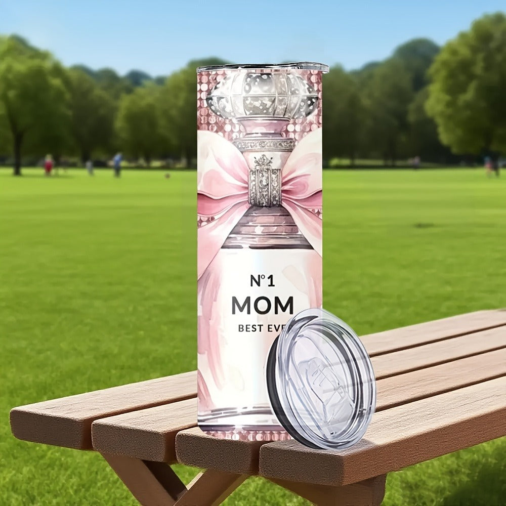 Insulated Tumbler 20oz Mom's Best Ever Design | 304 Stainless Steel Travel Cup with Lid & Straw for Hot & Cold Drinks – Cute Gift for Mom, Women, Birthday, Mother's Day & Christmas