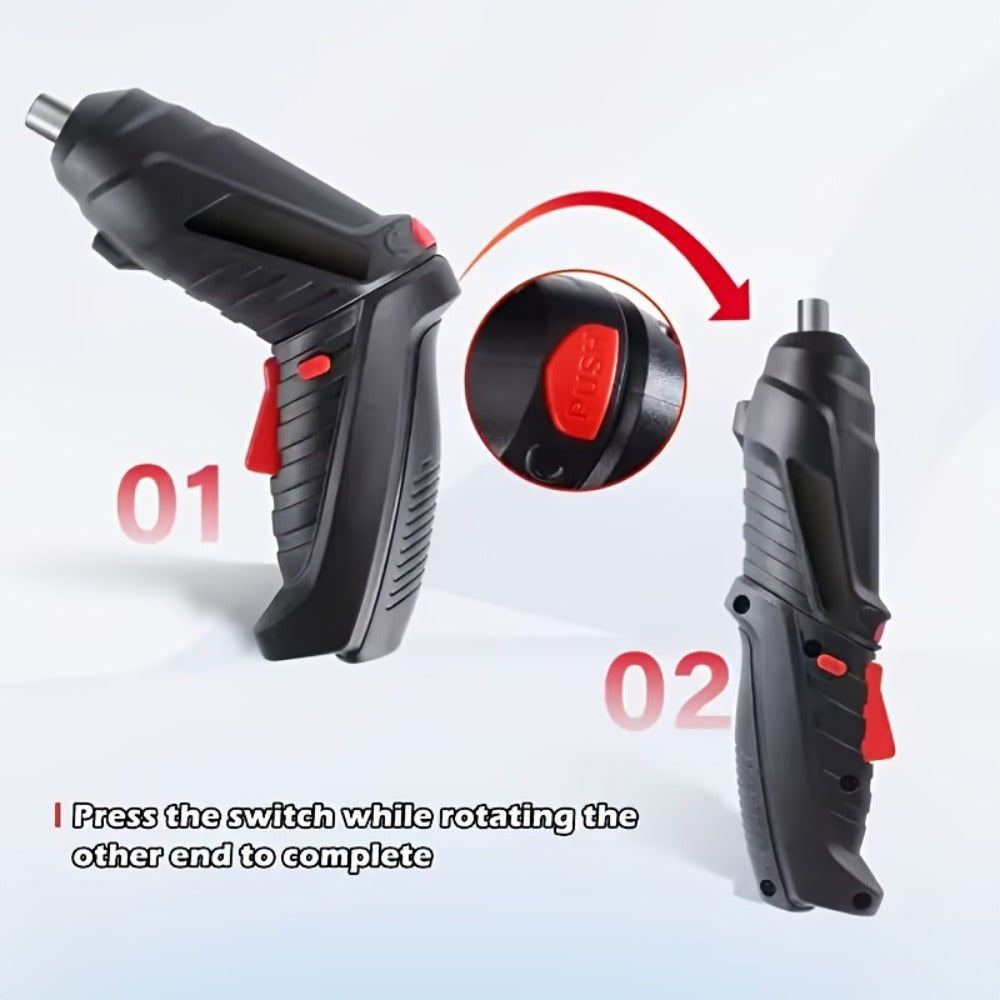 Cordless Electric Screwdriver Mini Drill – Rechargeable Lithium Battery, Compact Design for DIY Repairs & Tight Spaces, Easy One-Hand Operation, Includes Drill Bit Accessories