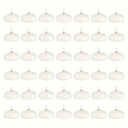 Floating Candles White Set of 42 – 1.5 Inch Small Pool Candles, 4-8 Hour Burn, Wedding Centerpiece, Pool Party, Christmas, Halloween, Easter & Thanksgiving Ambience Decoration