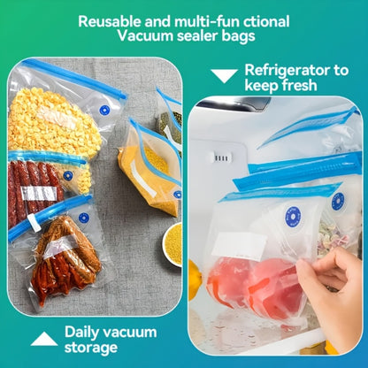 Vacuum Sealer Kit with USB Rechargeable Pump & 9 Reusable Vacuum Seal Bags (3 Sizes) — Portable Mini Electric Food Sealer for Sous Vide, Meal Prep & Food Storage