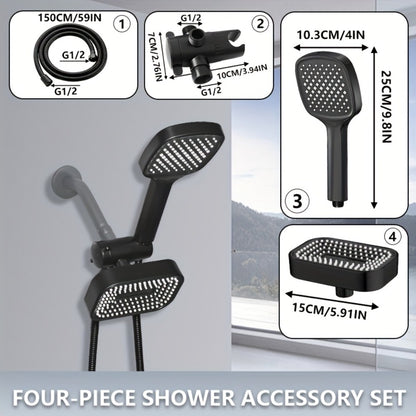 2-in-1 High Pressure Handheld Shower Head Set with Rain Showerhead – Long Hose T-Valve ABS Wall Mount Bathroom Upgrade