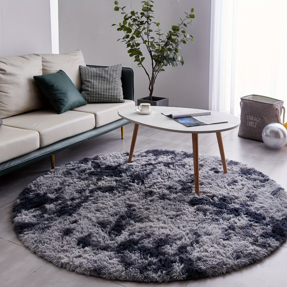Round Shaggy Plush Rug – Soft Fluffy Circular Carpet for Bedroom & Living Room, Easy Clean