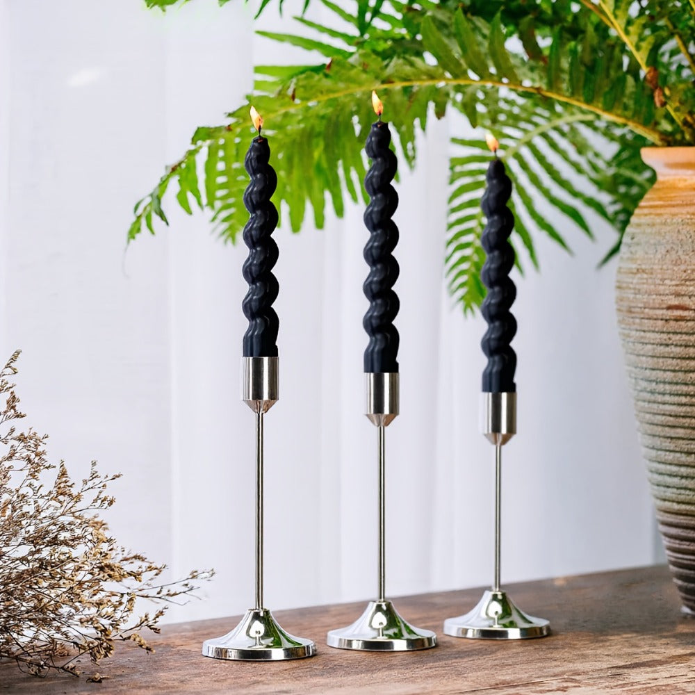 Metal Cone Candle Holders 30-Pack – Elegant Taper Candle Holder Set for Christmas, Halloween, Weddings & Parties – Polished Finish Tabletop Decor for Home, Hotel & Events