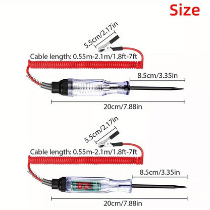 Circuit Tester Pen 2 Pack 6-24V Digital Electric Voltage Tester Automotive Test Light for Car Truck Sensor Battery Fuse Testing ABS Insulated 270cm Spring Wire