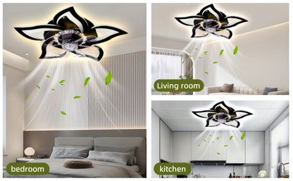 Ceiling Fan with Light 27 Inch Flush Mount - Low Profile 6-Speed 3-Color Dimmable LED, Remote & App Control, Modern Ceiling Fan for Bedroom, Living Room, Room Decor, Black or White