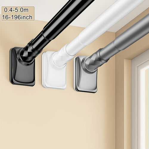 Telescopic Curtain Rod No Drill 15.75"-196.85" Adjustable Shower Curtain Rod 33mm for Large Windows