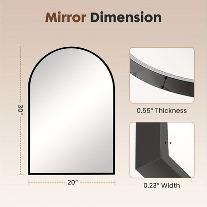 Arched Bathroom Mirror Metal Frame Wall Mounted Vanity Mirror Golden Black