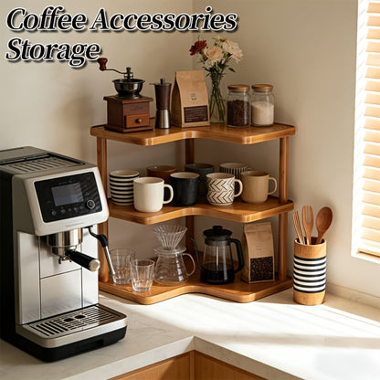 Corner Shelf Organizer for Kitchen, 3-Tier Triangular Coffee Station Storage Rack for Countertop, Holds Cups, Mugs, Coffee Accessories and Kitchen Essentials