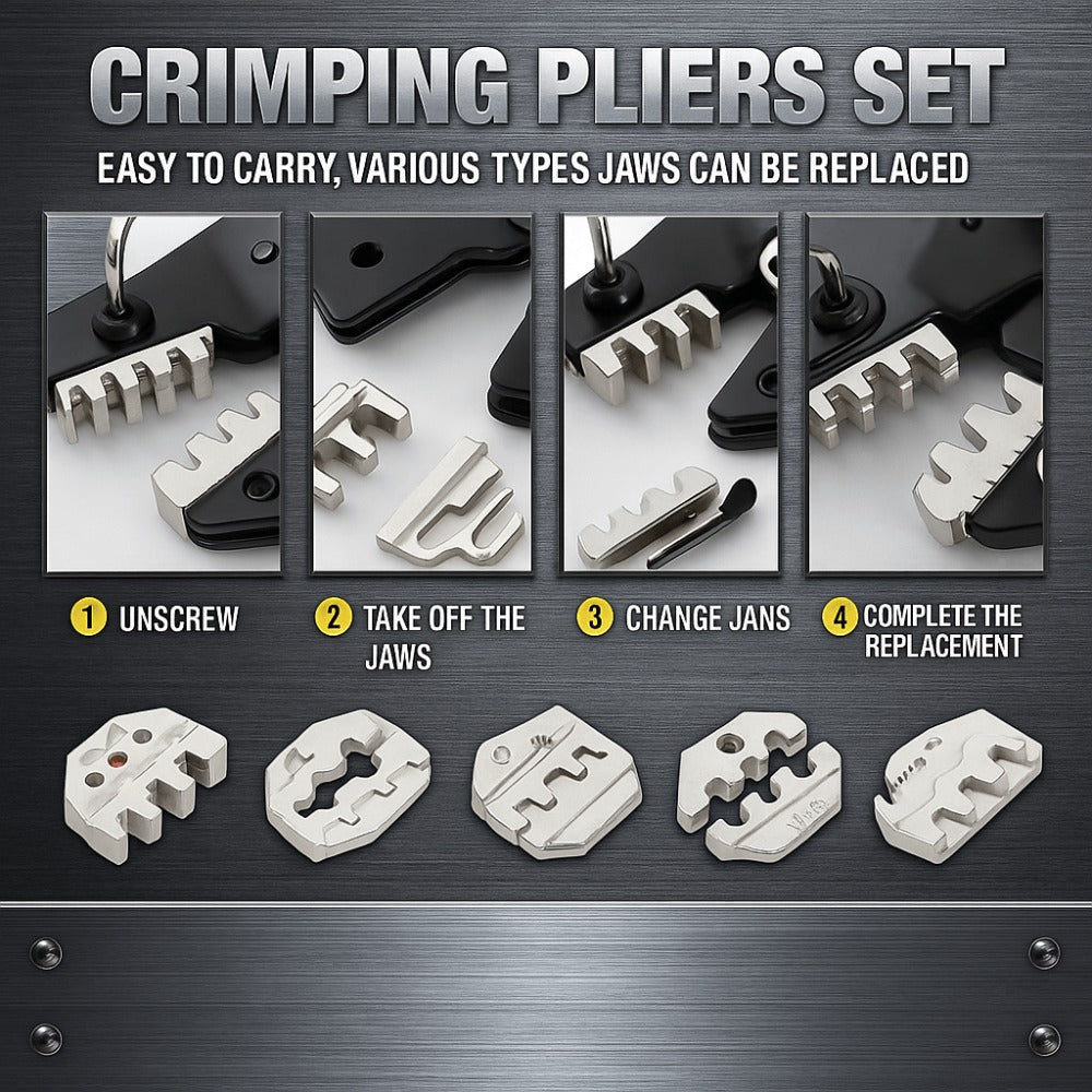 Wire Crimper Kit 718pcs SN-68B Ratchet Crimping Tool AWG28-16 with Replaceable Jaw & Assorted Terminals – Insulated Cable Connector Male Female Pair Electrical Wiring Set