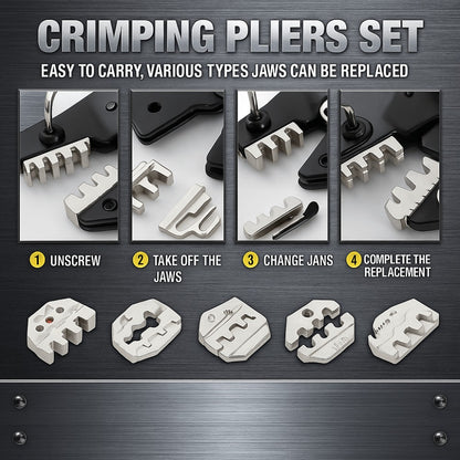 Wire Crimper Kit 718pcs SN-68B Ratchet Crimping Tool AWG28-16 with Replaceable Jaw & Assorted Terminals – Insulated Cable Connector Male Female Pair Electrical Wiring Set