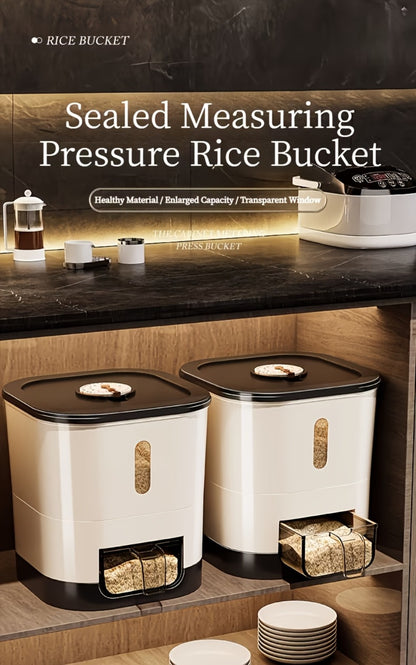 Airtight Rice Container with Measuring Cup | Large Capacity Moisture-Proof Rice Dispenser for Rice, Grains, Flour, Pet Food – BPA-Free Kitchen Food Storage